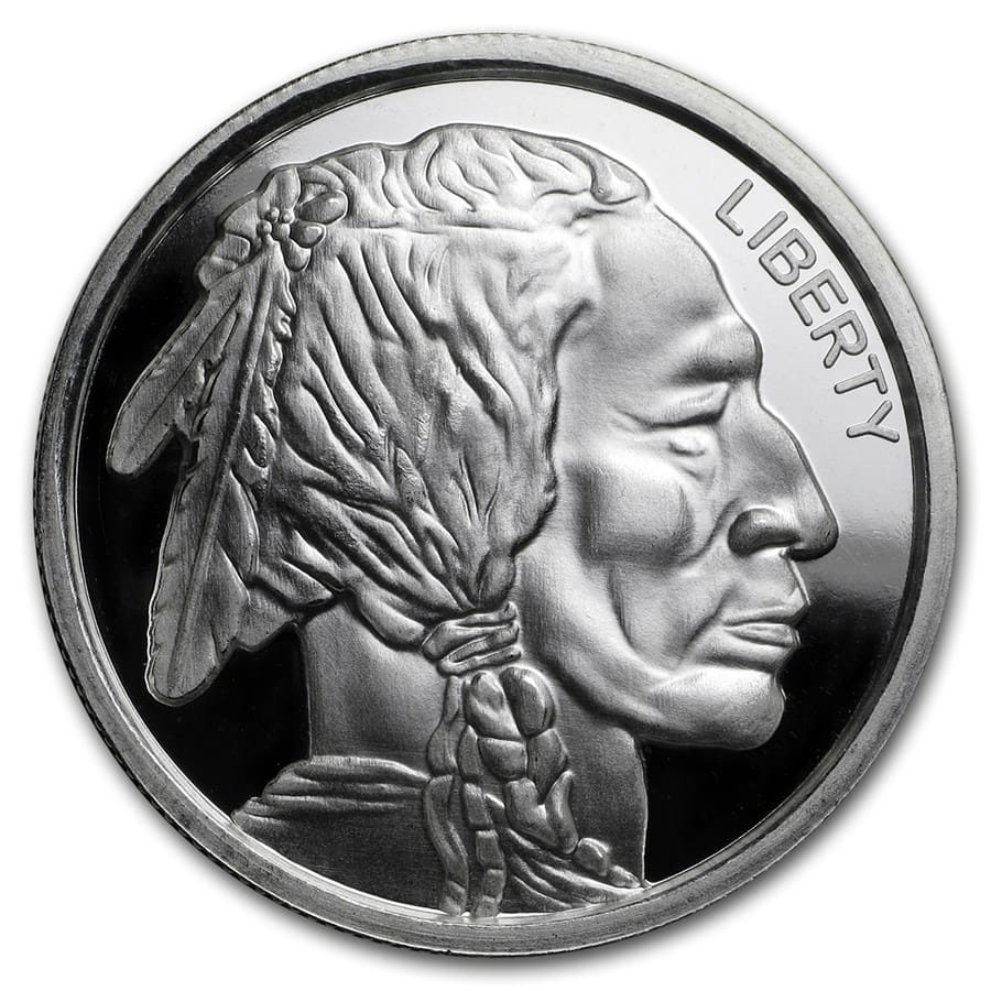 High Relief Eagle Indian Head Collectible Coin 1 Troy Oz .999 Fine Silver Round
